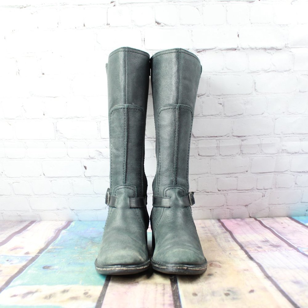 Clarks Black Leather Tall Side Zip Riding Boots Size 7.5 M - Picture 4 of 9